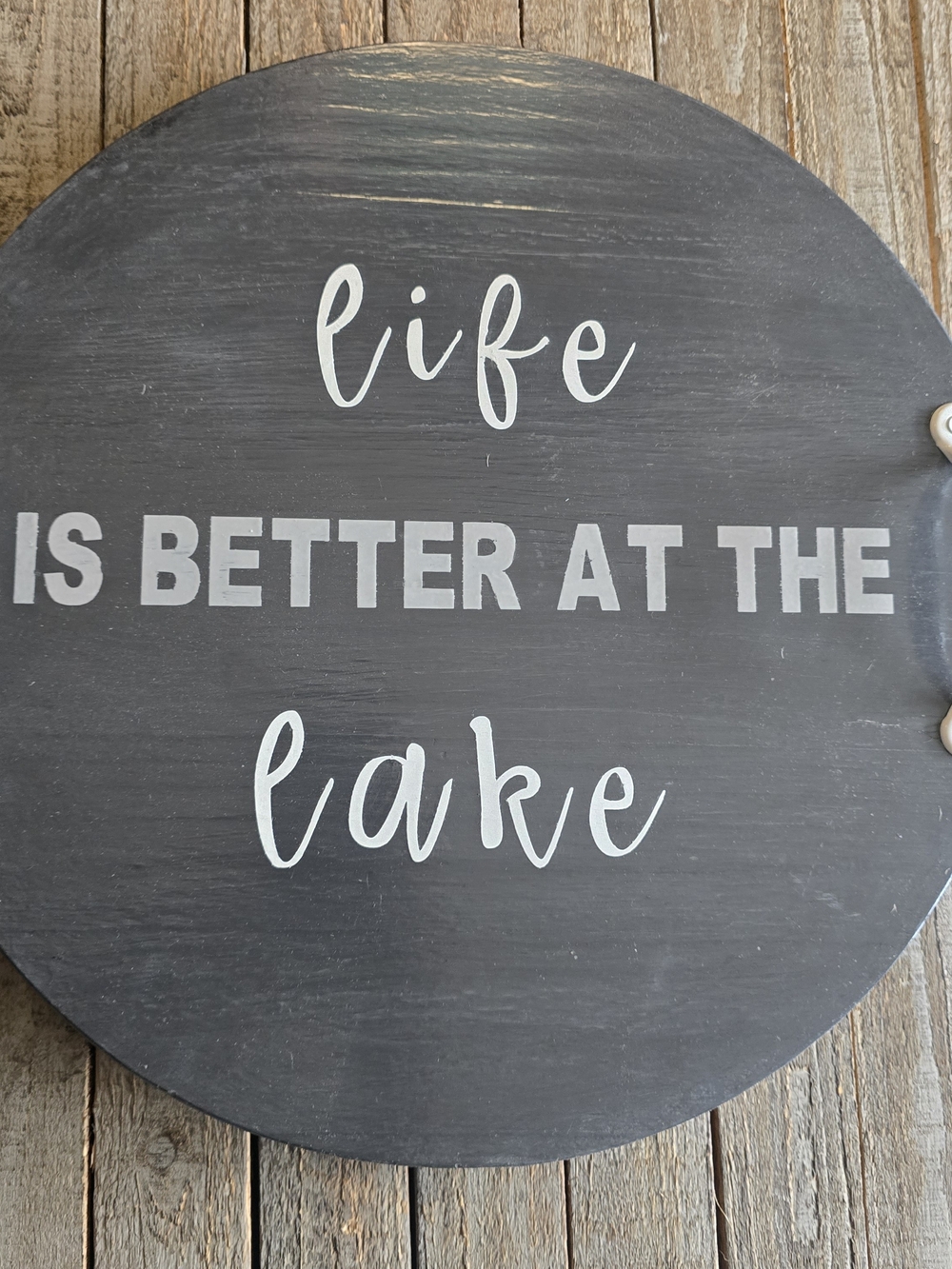 Hand Painted Decorative Tray With Handles - Life Is Better at the Lake - Gray